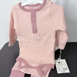 NWT CARTERS 0-3 mo pink baby girl waffle weave set